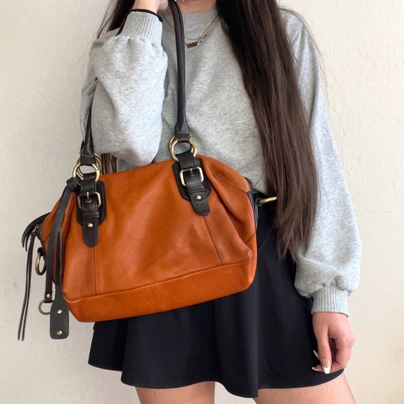 Lucky Brand Buckman Leather Cognac Colored Purse - Picture 1 of 14